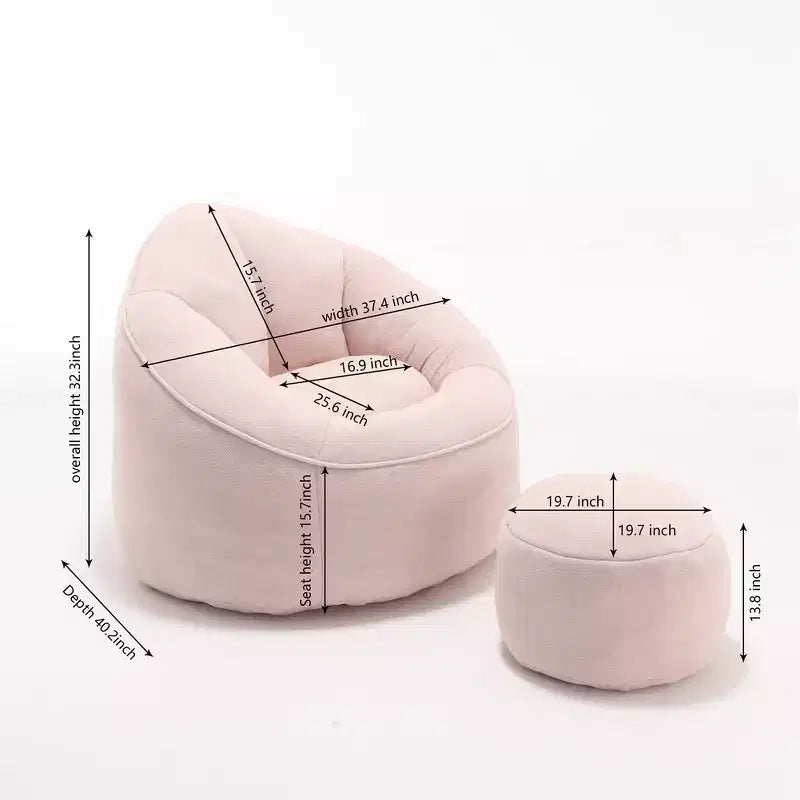 Pouf Géant, Fauteuils Poires en Mousse Haute Densité avec Repose-Pieds