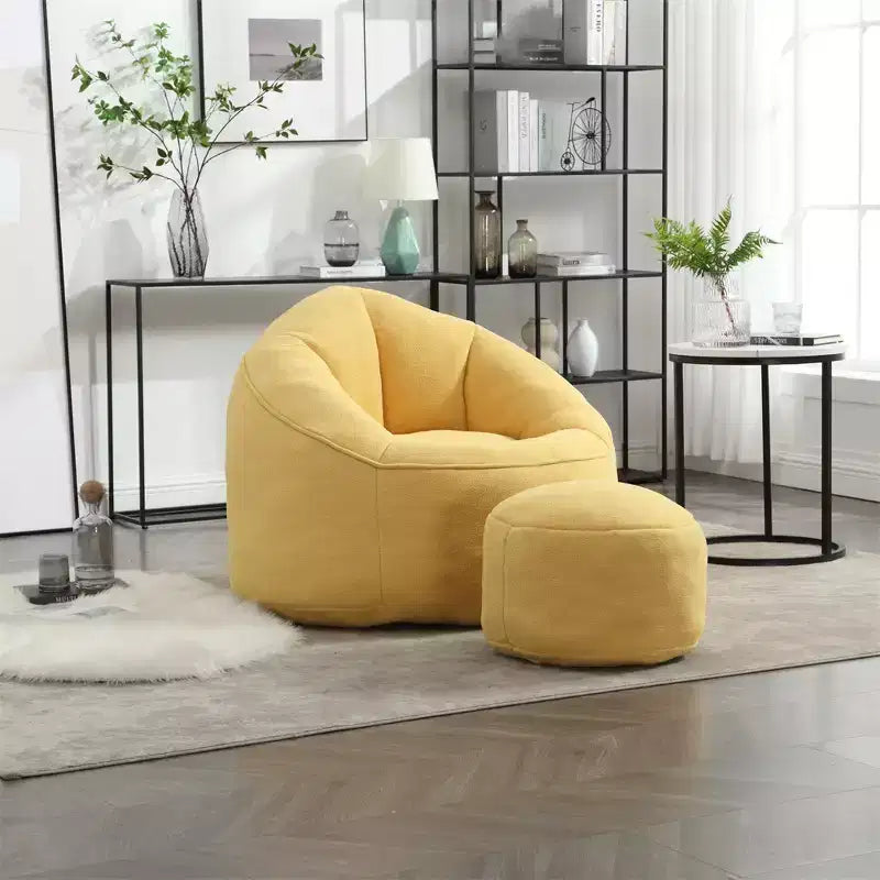 Pouf Géant, Fauteuils Poires en Mousse Haute Densité avec Repose-Pieds