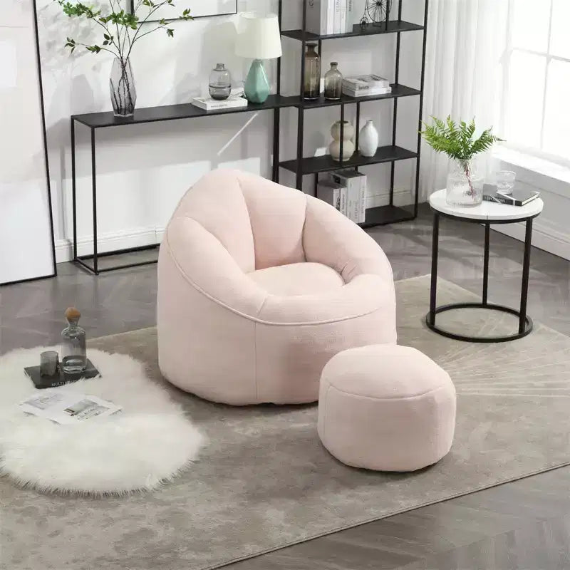 Pouf Géant, Fauteuils Poires en Mousse Haute Densité avec Repose-Pieds