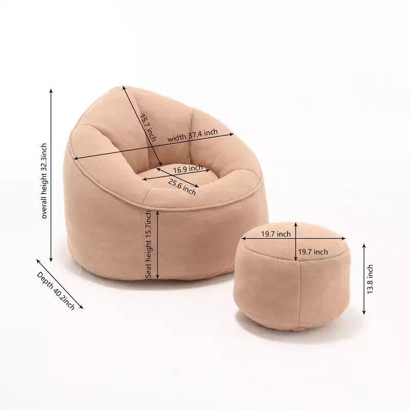 Pouf Géant, Fauteuils Poires en Mousse Haute Densité avec Repose-Pieds