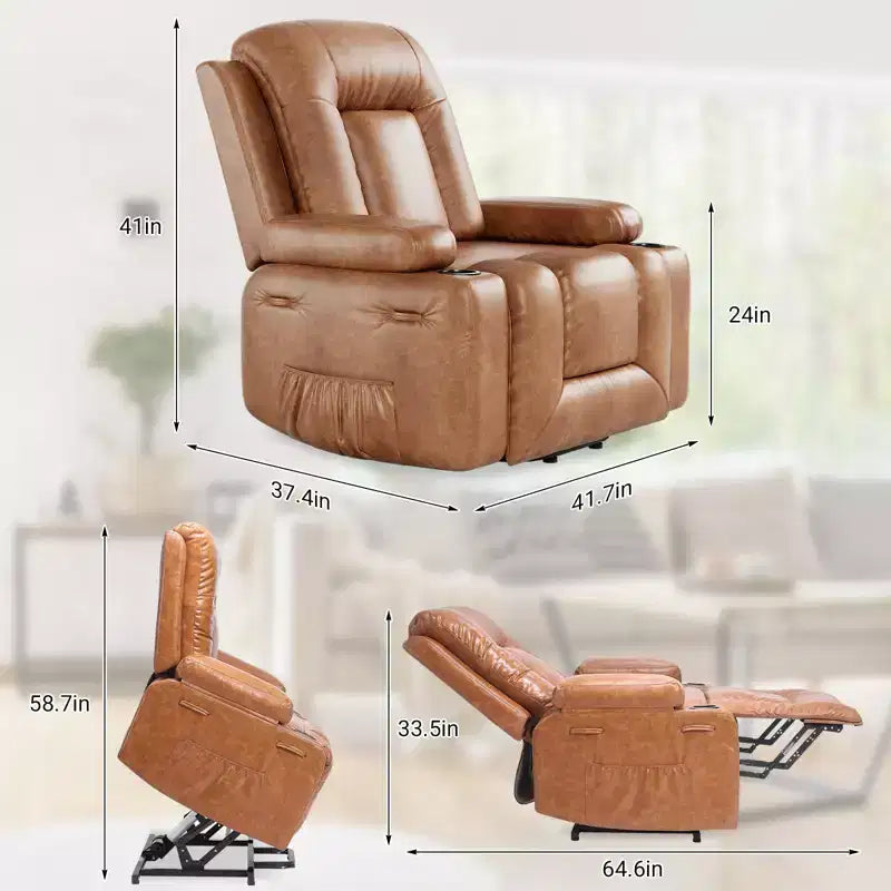 Fauteuil inclinable releveur électrique en cuir, Fauteuil inclinable réglable, Canapé simple ergonomique