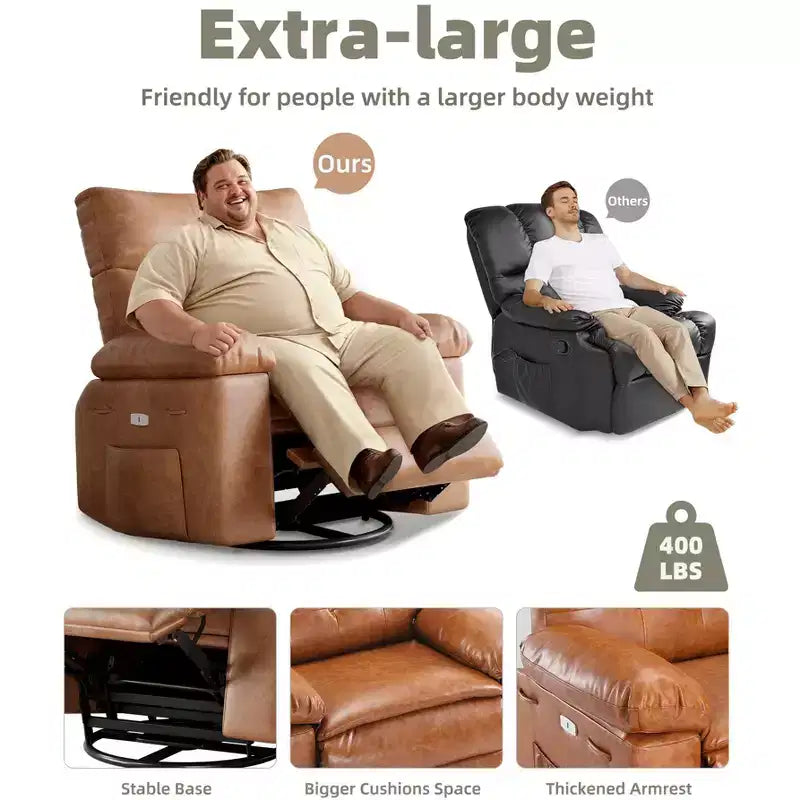 Fauteuil inclinable électrique en cuir, fauteuil inclinable réglable, rembourrage éponge 1,5X