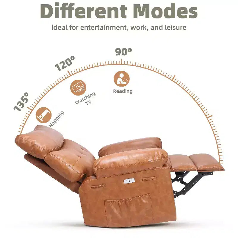 Fauteuil inclinable électrique en cuir, fauteuil inclinable réglable, rembourrage éponge 1,5X
