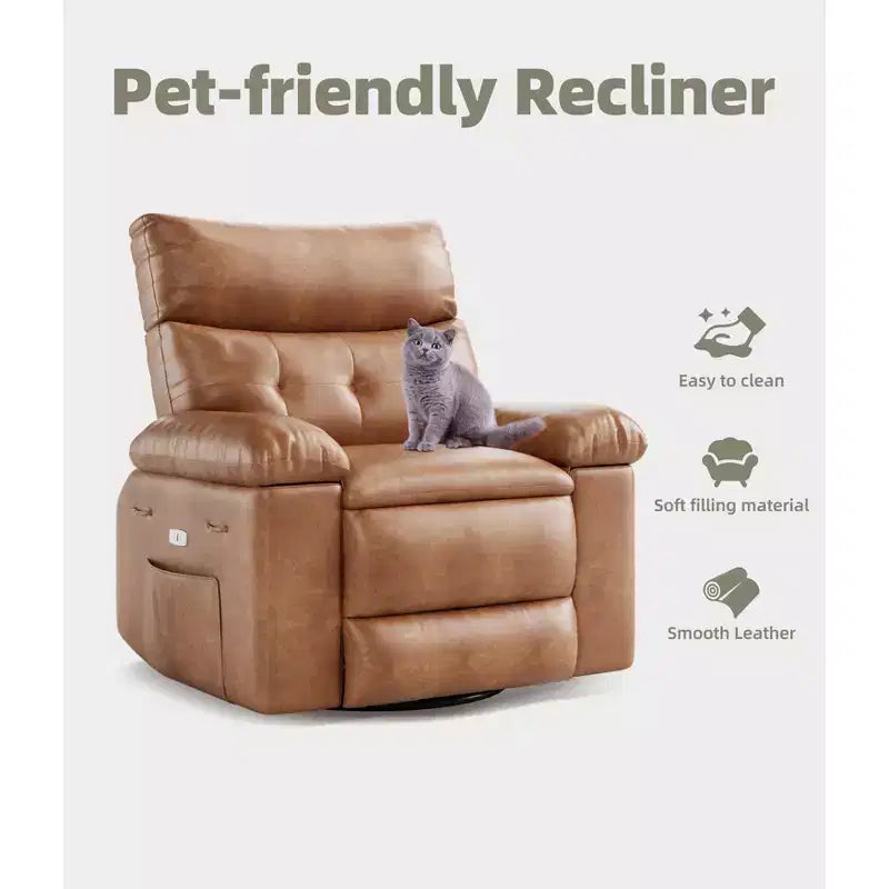Fauteuil inclinable électrique en cuir, fauteuil inclinable réglable, rembourrage éponge 1,5X