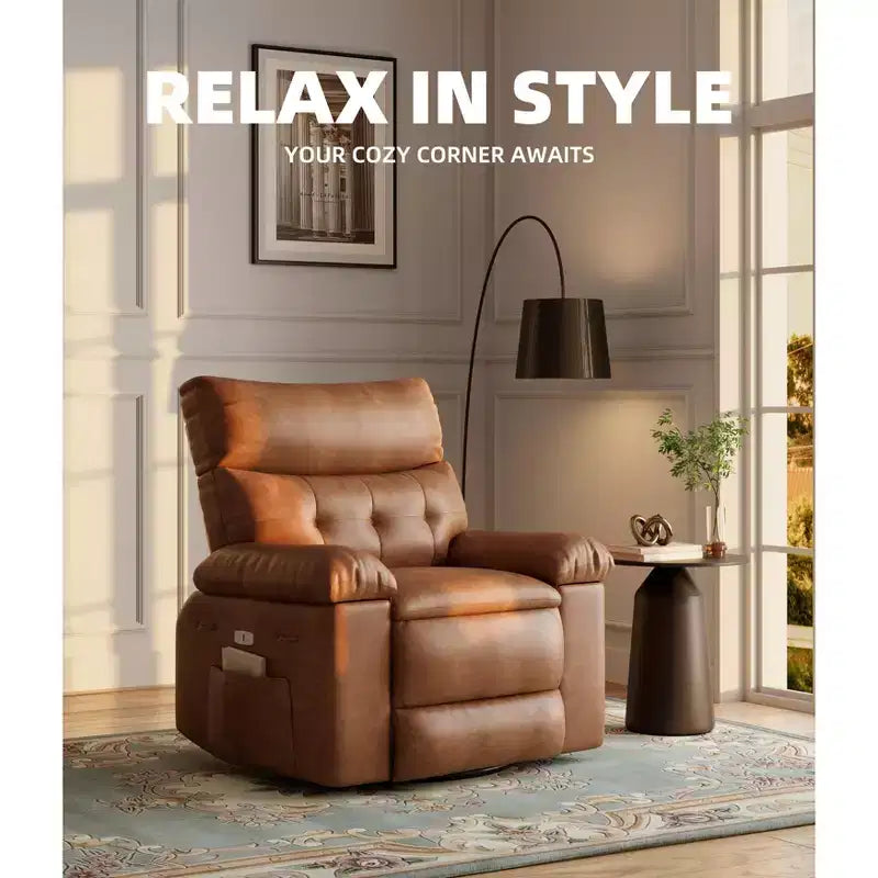 Fauteuil inclinable électrique en cuir, fauteuil inclinable réglable, rembourrage éponge 1,5X