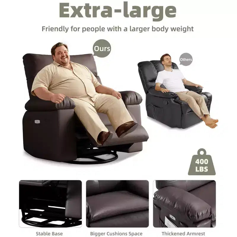 Fauteuil inclinable électrique en cuir, fauteuil inclinable réglable, rembourrage éponge 1,5X