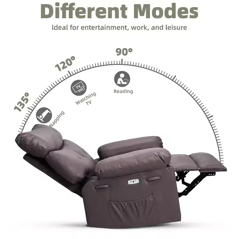 Fauteuil inclinable électrique en cuir, fauteuil inclinable réglable, rembourrage éponge 1,5X