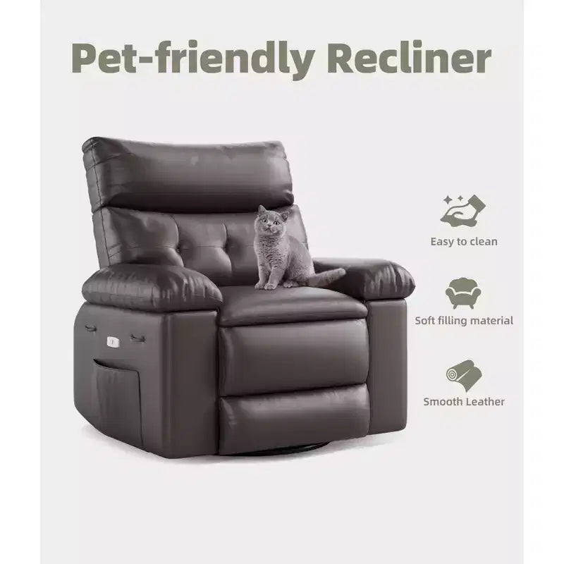 Fauteuil inclinable électrique en cuir, fauteuil inclinable réglable, rembourrage éponge 1,5X