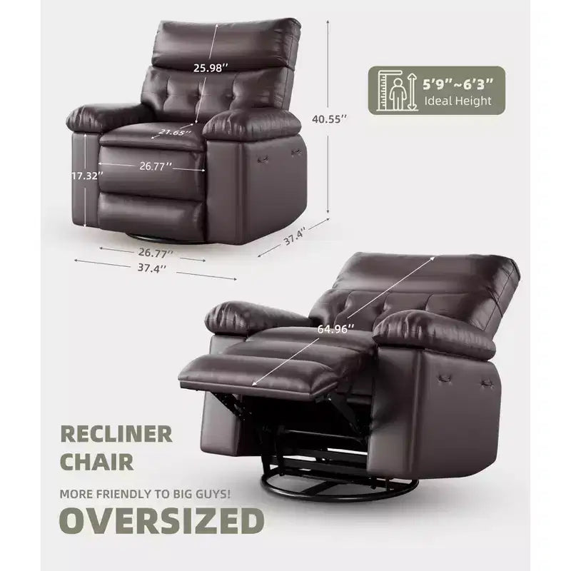 Fauteuil inclinable électrique en cuir, fauteuil inclinable réglable, rembourrage éponge 1,5X