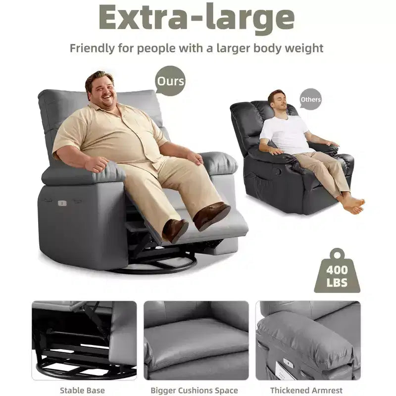 Fauteuil inclinable électrique en cuir, fauteuil inclinable réglable, rembourrage éponge 1,5X