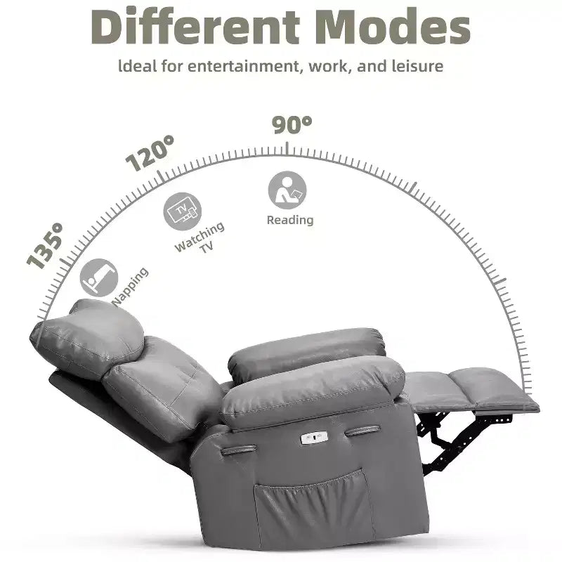 Fauteuil inclinable électrique en cuir, fauteuil inclinable réglable, rembourrage éponge 1,5X