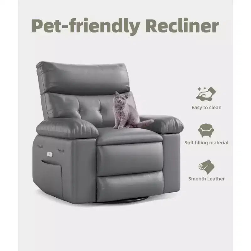Fauteuil inclinable électrique en cuir, fauteuil inclinable réglable, rembourrage éponge 1,5X