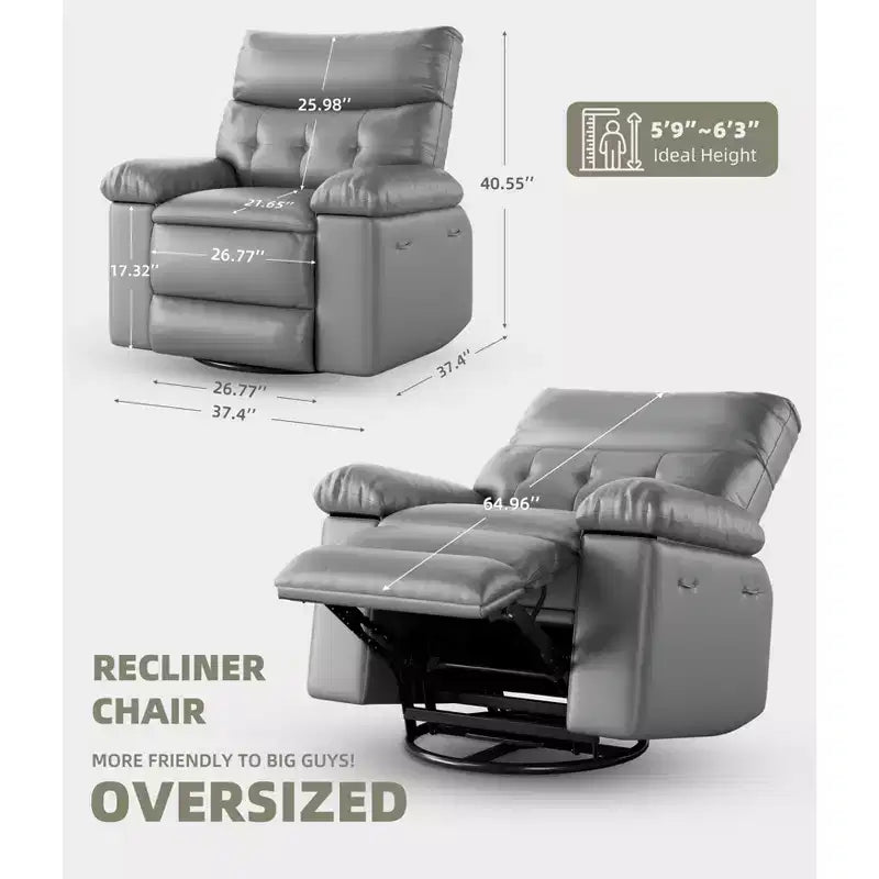 Fauteuil inclinable électrique en cuir, fauteuil inclinable réglable, rembourrage éponge 1,5X