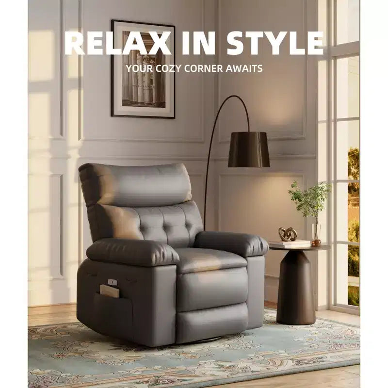 Fauteuil inclinable électrique en cuir, fauteuil inclinable réglable, rembourrage éponge 1,5X