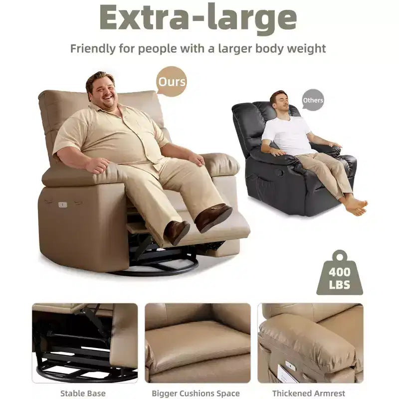 Fauteuil inclinable électrique en cuir, fauteuil inclinable réglable, rembourrage éponge 1,5X