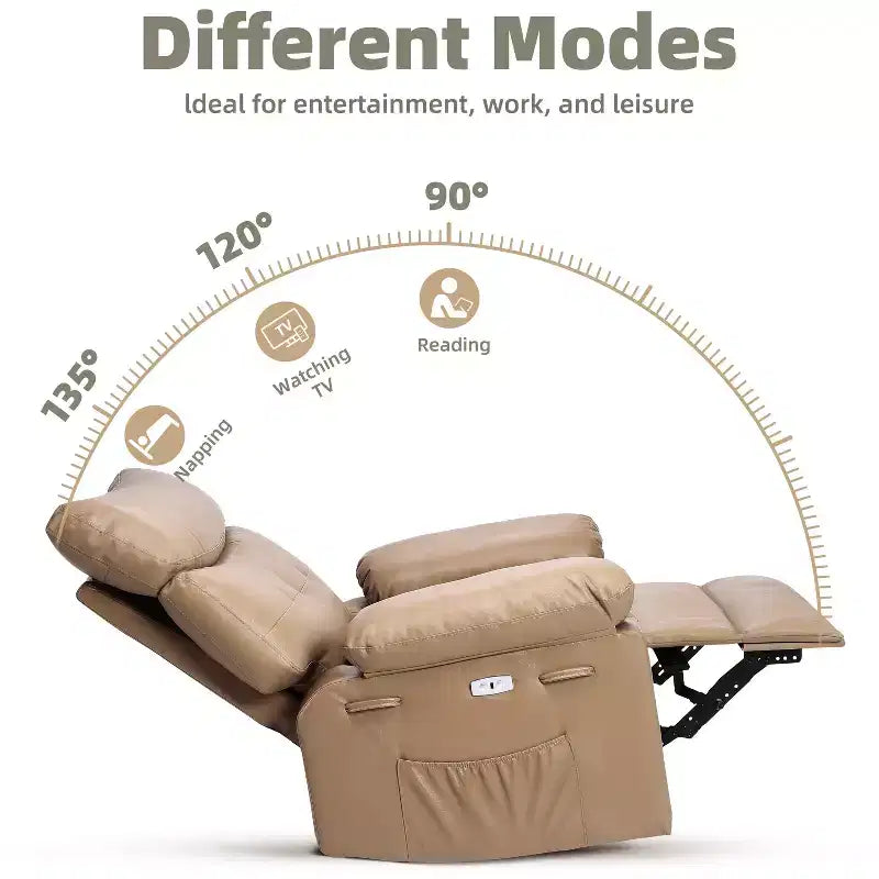 Fauteuil inclinable électrique en cuir, fauteuil inclinable réglable, rembourrage éponge 1,5X