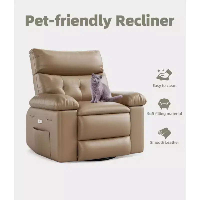 Fauteuil inclinable électrique en cuir, fauteuil inclinable réglable, rembourrage éponge 1,5X