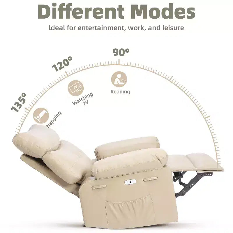 Fauteuil inclinable électrique en cuir, fauteuil inclinable réglable, rembourrage éponge 1,5X