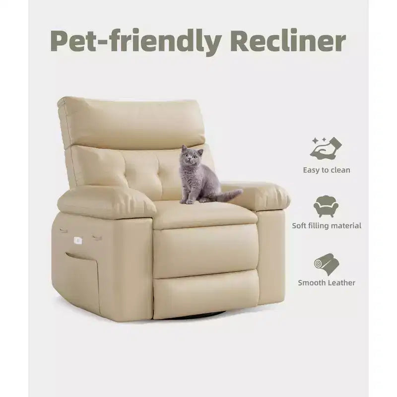 Fauteuil inclinable électrique en cuir, fauteuil inclinable réglable, rembourrage éponge 1,5X