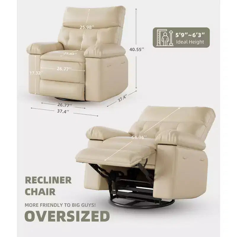 Fauteuil inclinable électrique en cuir, fauteuil inclinable réglable, rembourrage éponge 1,5X