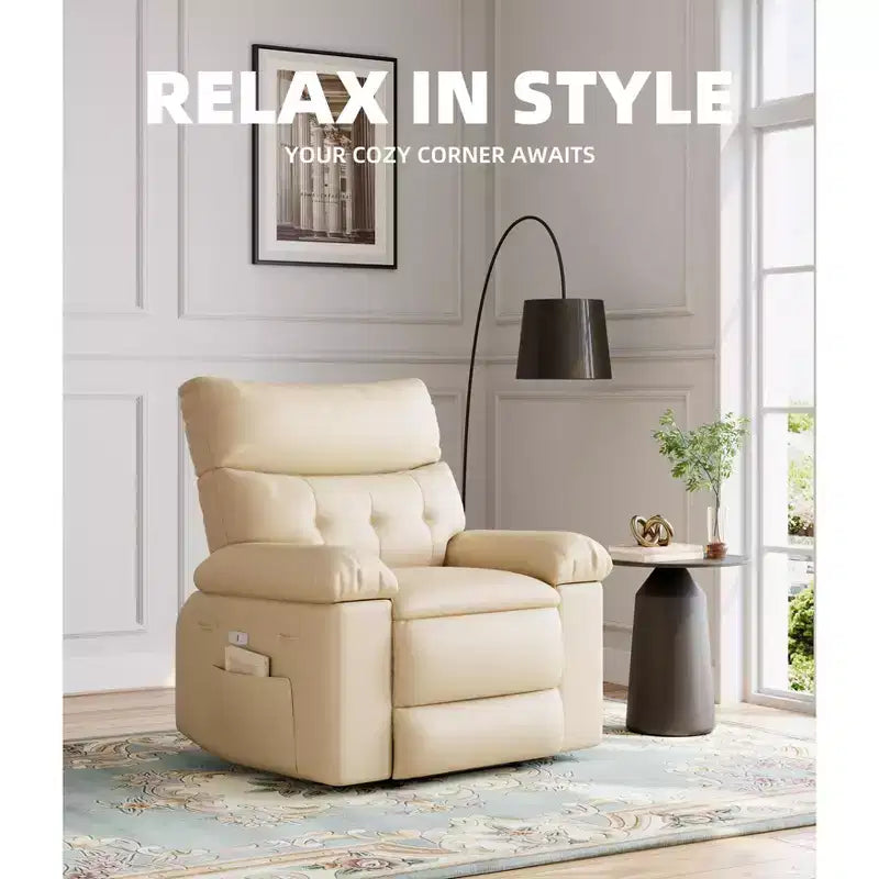 Fauteuil inclinable électrique en cuir, fauteuil inclinable réglable, rembourrage éponge 1,5X