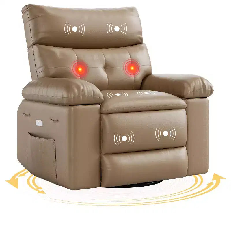 Fauteuil relax massant et chauffant extra-large, pivotant à 360°