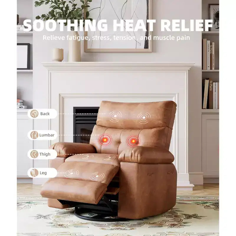 Fauteuil relax massant et chauffant extra-large, pivotant à 360°