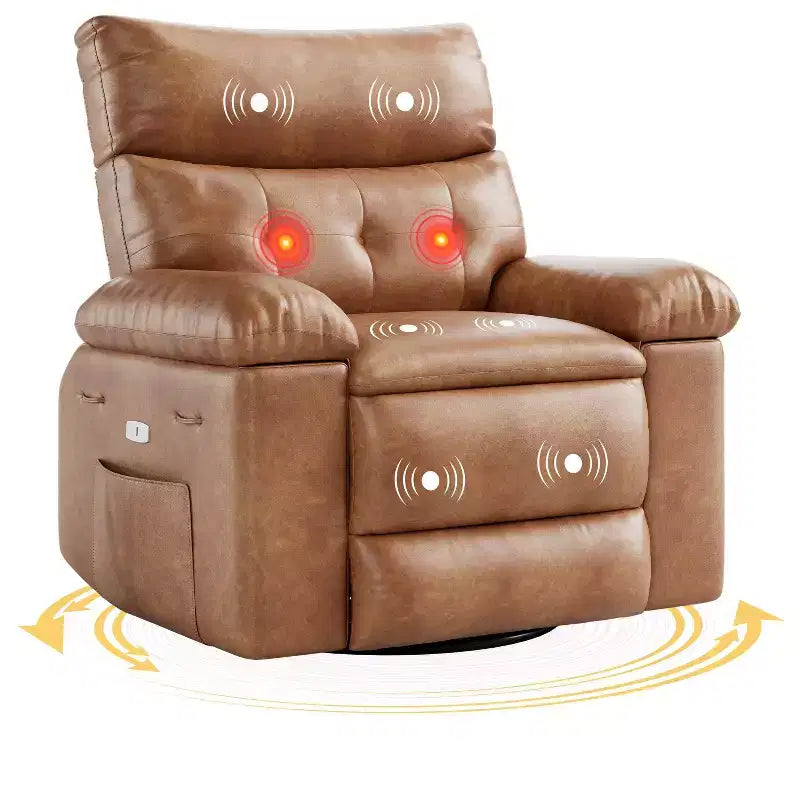 Fauteuil relax massant et chauffant extra-large, pivotant à 360°