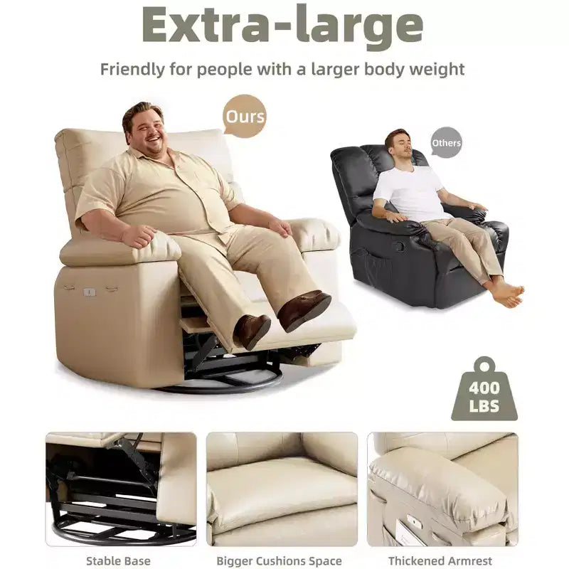 Fauteuil relax massant et chauffant extra-large, pivotant à 360°