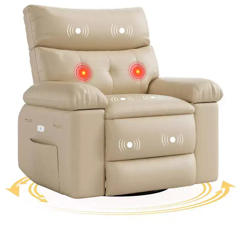Fauteuil relax massant et chauffant extra-large, pivotant à 360°