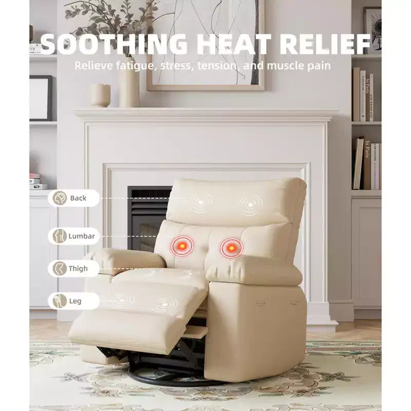 Fauteuil relax massant et chauffant extra-large, pivotant à 360°