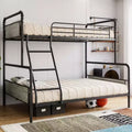 Twin Over Full Bunk Beds with High Guardrail and Ladder, Metal Slats, Space-Saving, Noise Free, Easy Assembly, No Box Spring Needed