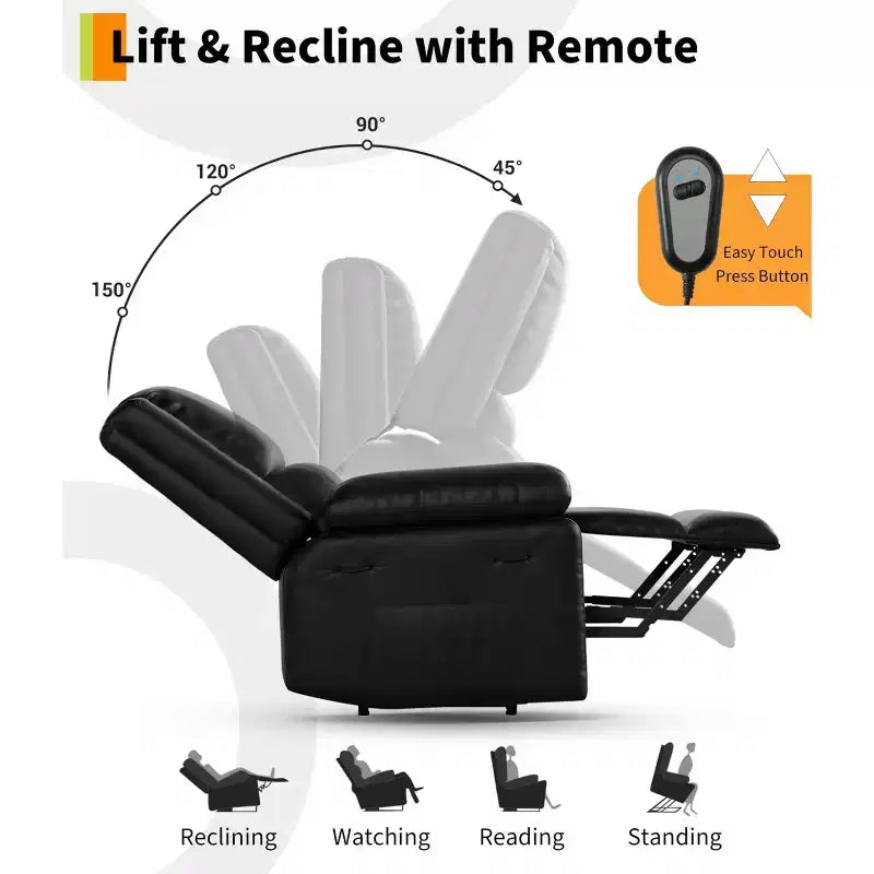 Canapé inclinable électrique, cuir PU de massage, canapé inclinable électrique