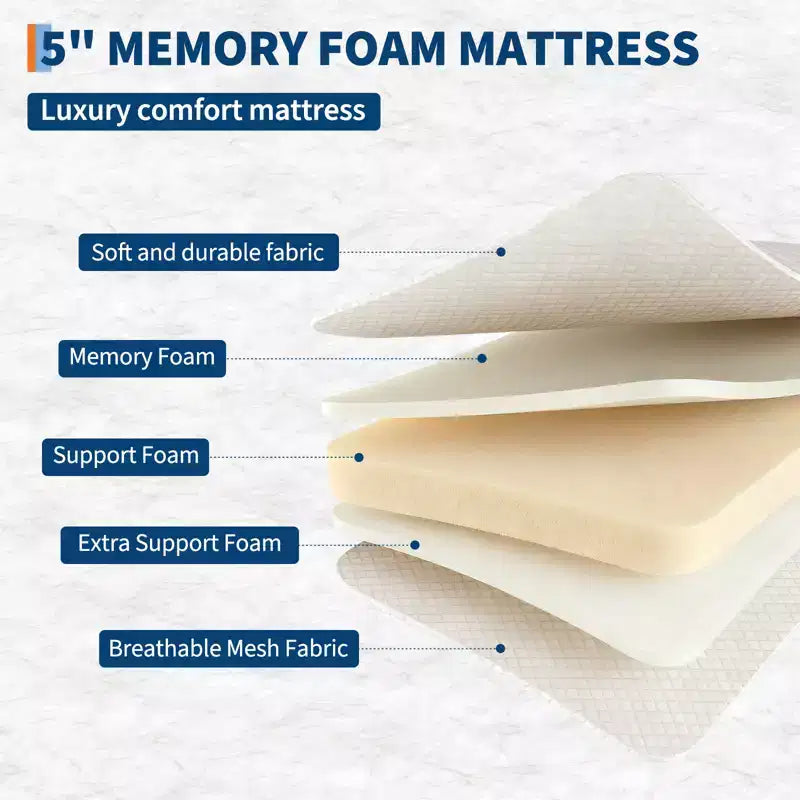 Lit pliant avec matelas, cadre en métal robuste supportant 204 kg