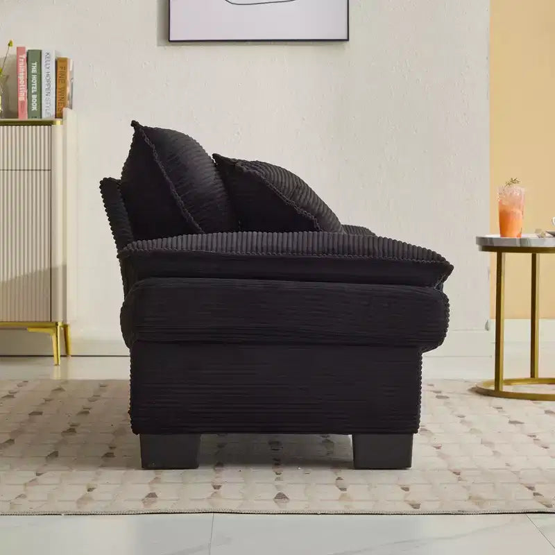 Canapé-lit confortable en velours côtelé avec oreillers