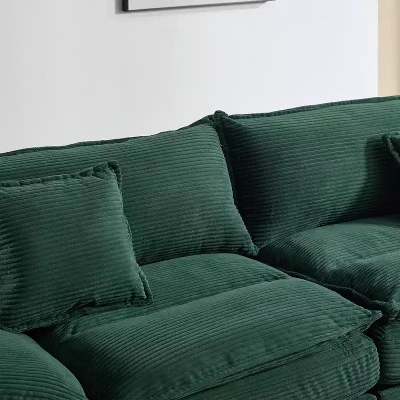 Canapé-lit confortable en velours côtelé avec oreillers