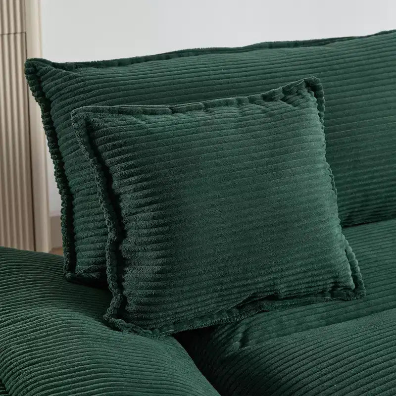 Canapé-lit confortable en velours côtelé avec oreillers