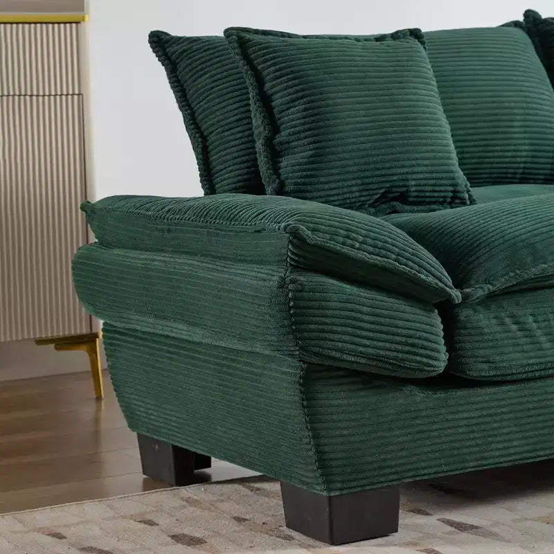Canapé-lit confortable en velours côtelé avec oreillers
