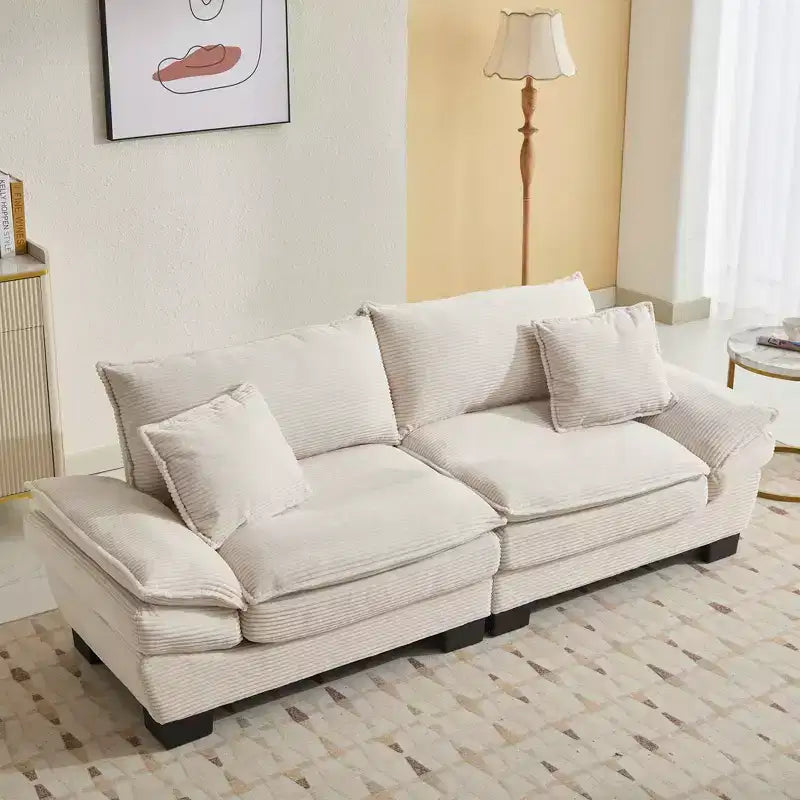 EHMKNP Comfy Corduroy Sofa Sleeper Couch  Loveseat with Pillows, Deep Seat Upholstered Sofa for Living Room, Bedroom, Apartment, or Office