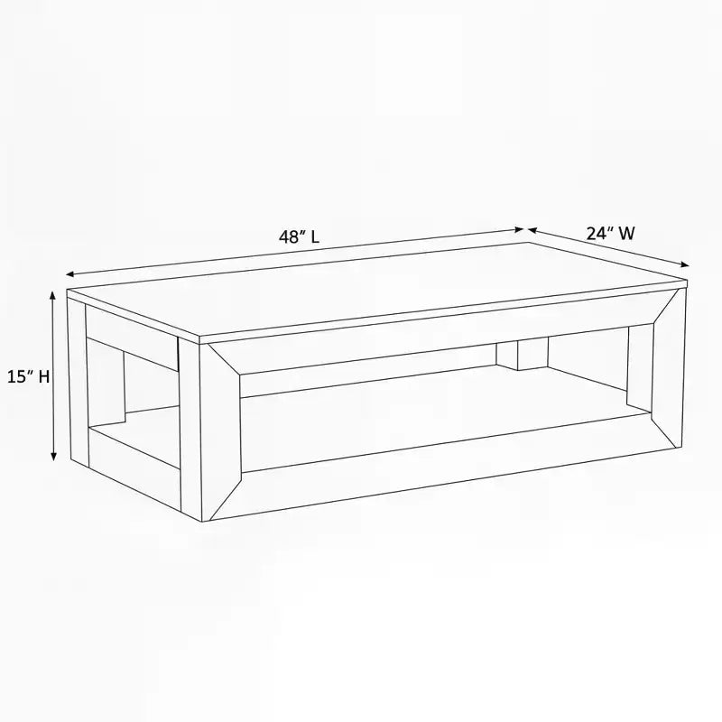 Table basse rectangulaire moderne avec étagère inférieure