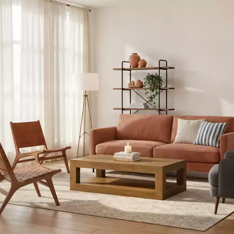 Modern Rectangular Coffee Table with Bottom Shelf (48in x 24in / 1220mm x 610mm)
