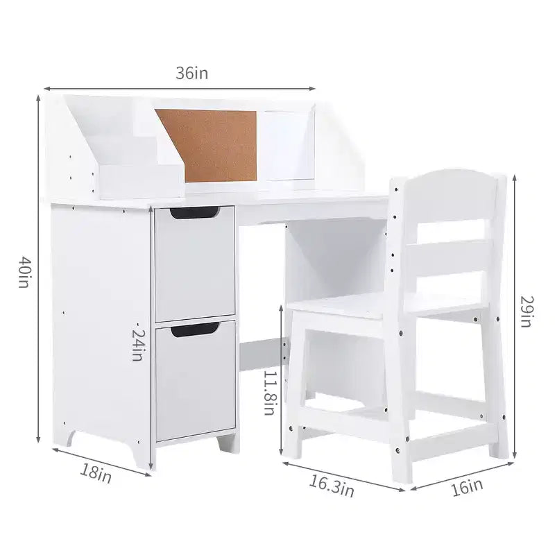 Bureau d'apprentissage pour enfants avec étagère à livres
