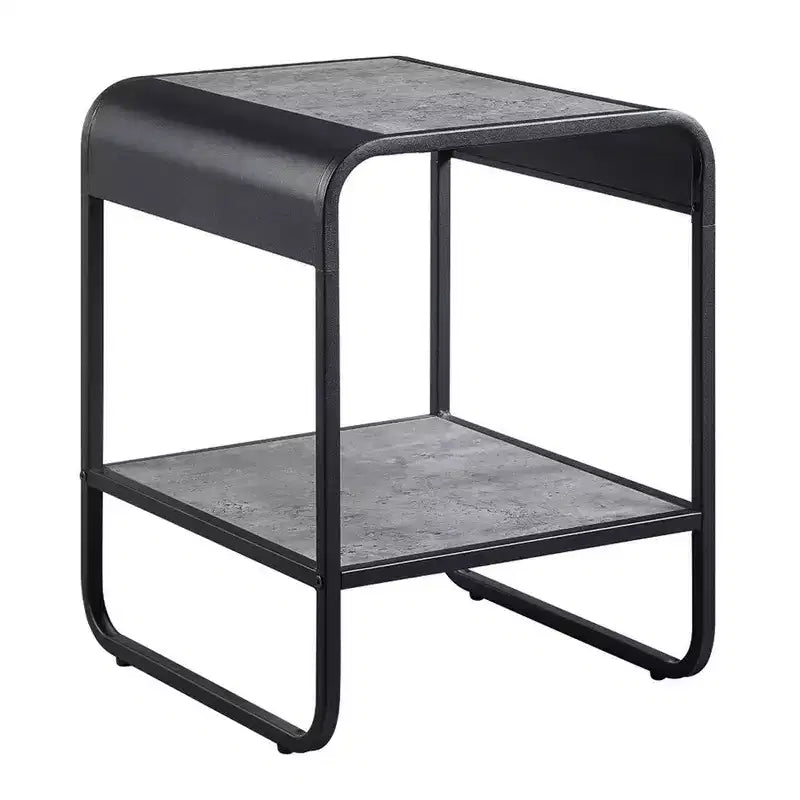 Table d'appoint moderne avec étagères ouvertes, bois, gris, noir