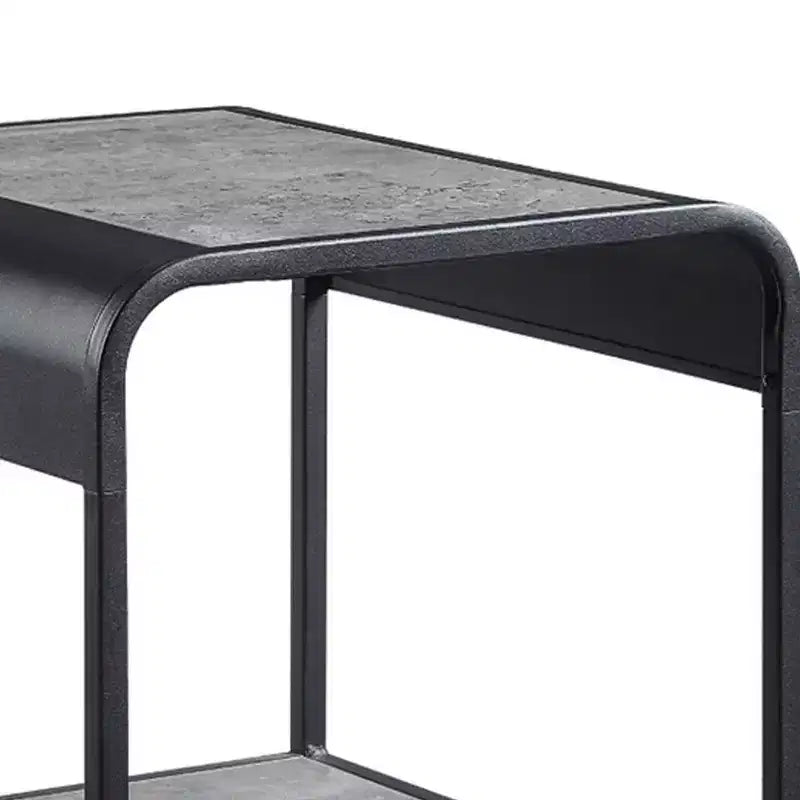 Table d'appoint moderne avec étagères ouvertes, bois, gris, noir