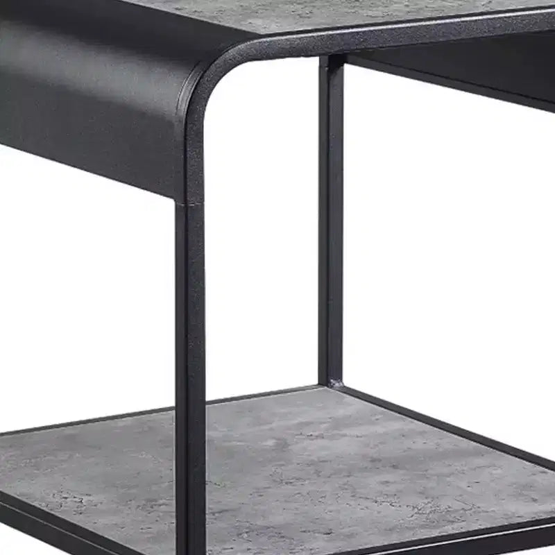 Table d'appoint moderne avec étagères ouvertes, bois, gris, noir