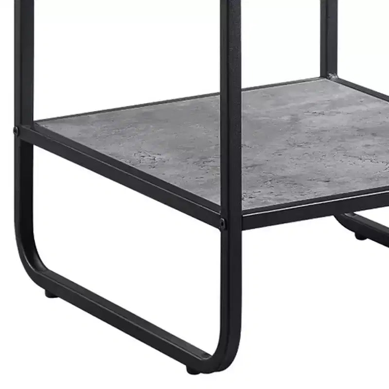 Table d'appoint moderne avec étagères ouvertes, bois, gris, noir
