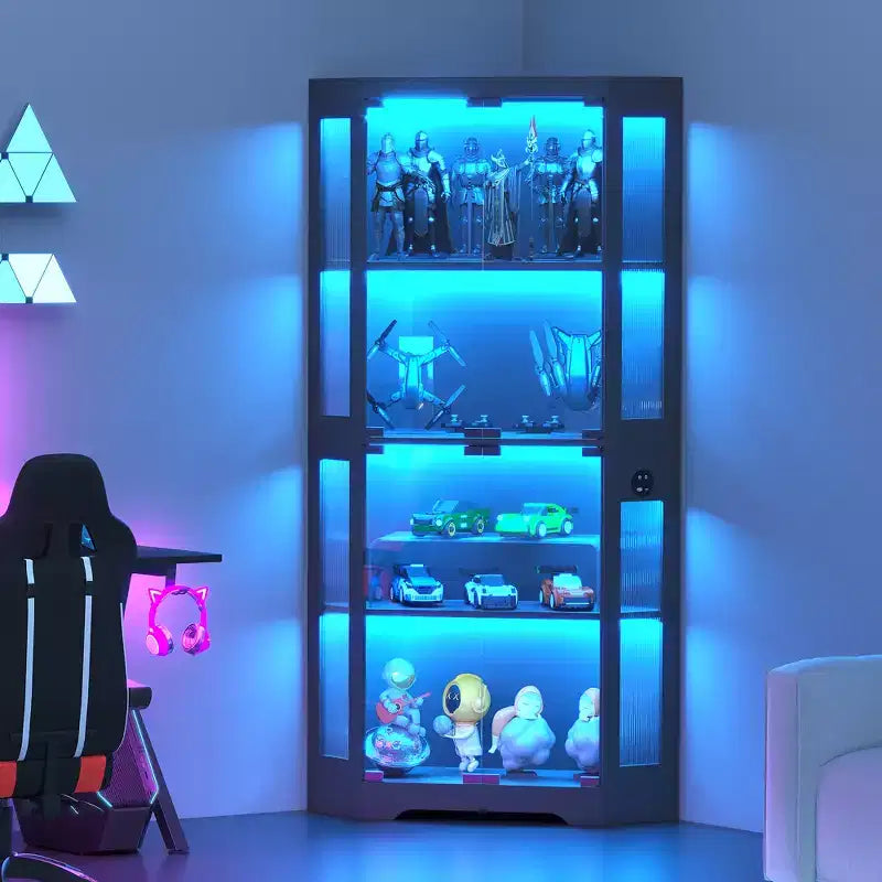Display Cabinet with Adjustable Glass Shelves