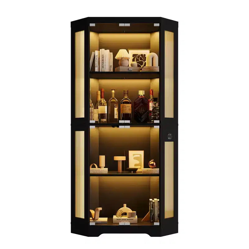 Vitrine avec étagères en verre réglables