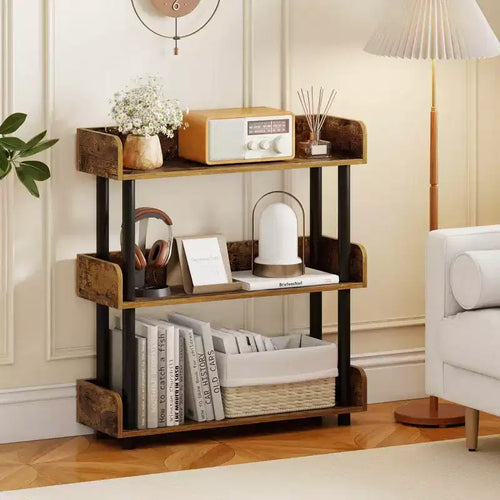 Étagère à 3 niveaux avec kit anti-basculement, style industriel