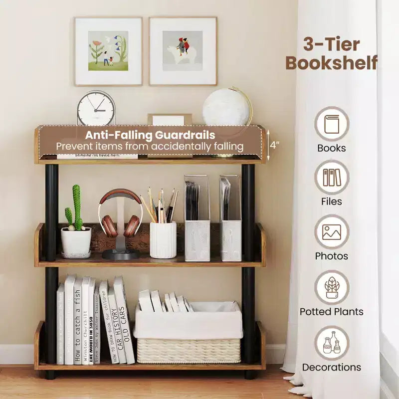 Étagère à 3 niveaux avec kit anti-basculement, style industriel